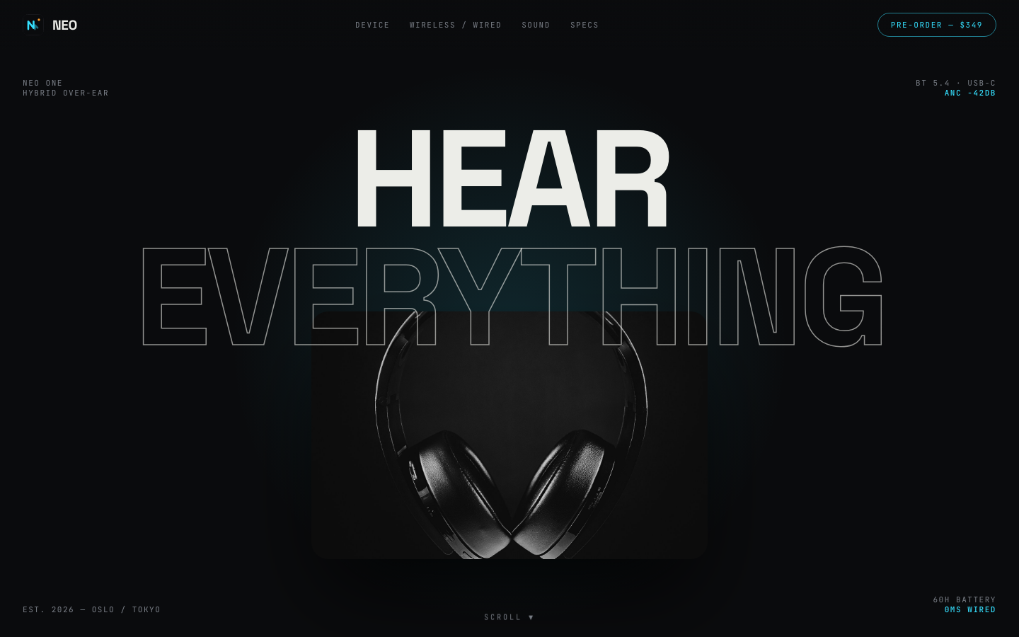 NEO — dark tech audio brand site